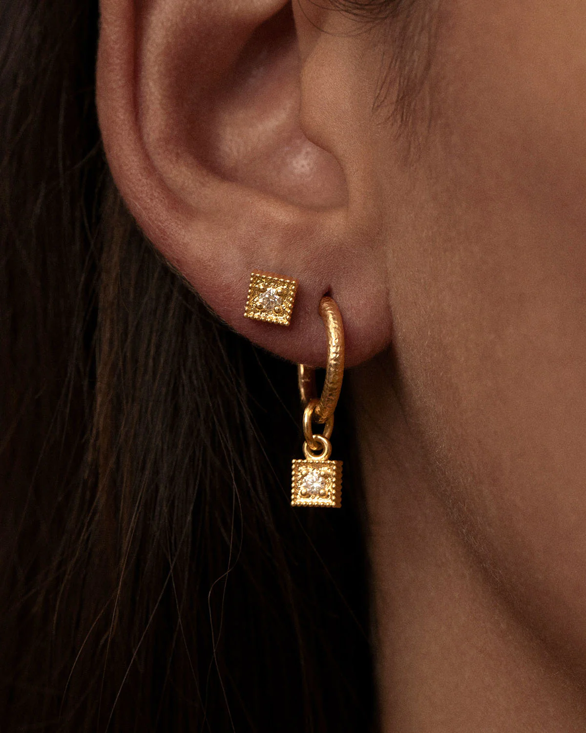 Cartouche Diamond Studs - 18ct - Image 3