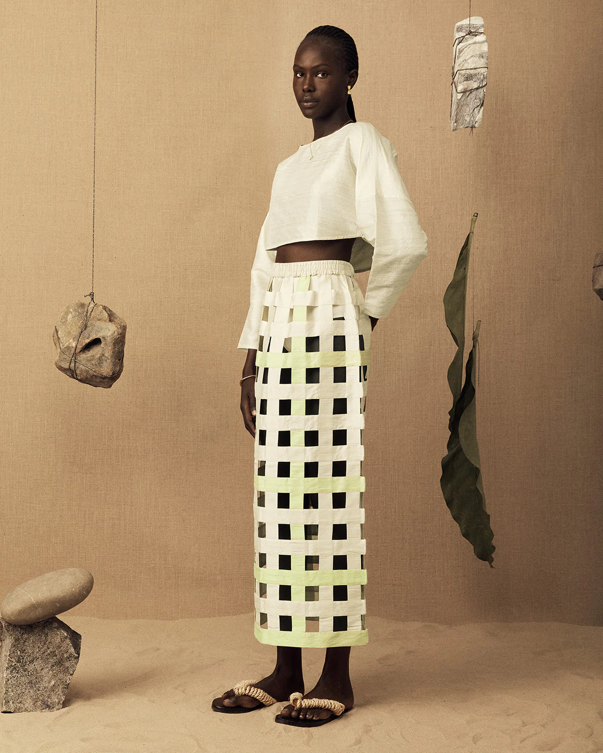 Silk Grid Skirt - Image 3